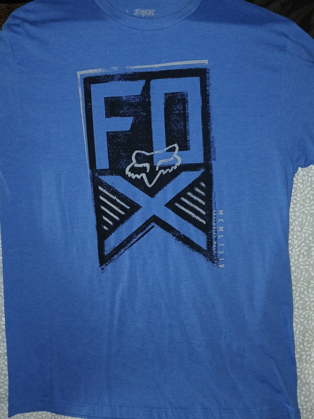 Fox Racing Men's VTG Y2K Blue Graphic Logo T‑Shirt SZ. L